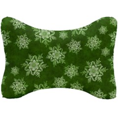 Snowflakes And Star Patterns Green Snow Seat Head Rest Cushion by artworkshop