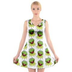 Kermit The Frog V-neck Sleeveless Dress by Valentinaart