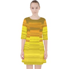 Yellow And Gold Horizontal Stripes - Abstract Art Quarter Sleeve Pocket Dress