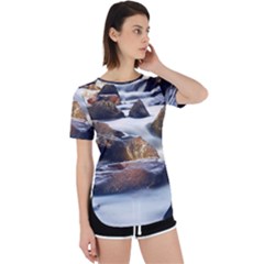 River Nature Stream Brook Water Rocks Landscape Perpetual Short Sleeve T-shirt by danenraven