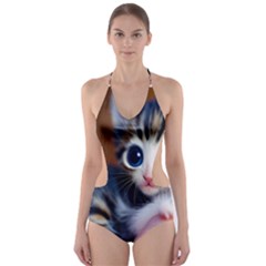 Cute Kitten Kitten Animal Wildlife 3d Cut-out One Piece Swimsuit by Pakemis