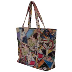 Background Embroidery Pattern Stitches Abstract Zip Up Canvas Bag by Pakemis