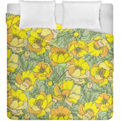 Seamless-pattern-with-graphic-spring-flowers Duvet Cover Double Side (king Size) by Pakemis