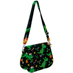 Christmas Funny Pattern Dinosaurs Saddle Handbag by Uceng