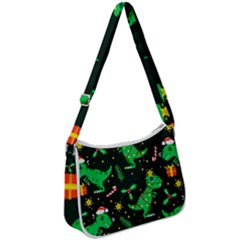 Christmas Funny Pattern Dinosaurs Zip Up Shoulder Bag by Uceng