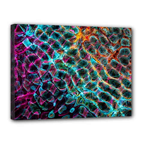 Fractal Abstract Waves Background Wallpaper Canvas 16  X 12  (stretched) by Pakemis