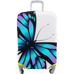 Blue And Pink Butterfly Illustration, Monarch Butterfly Cartoon Blue, Cartoon Blue Butterfly Free Pn Luggage Cover (large)