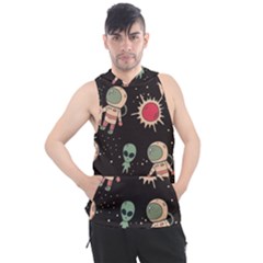 Space Pattern Cartoon Men s Sleeveless Hoodie