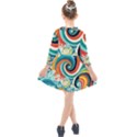 Wave Waves Ocean Sea Abstract Whimsical Kids  Quarter Sleeve Shirt Dress View2