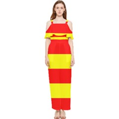 Aust Agder Flag Draped Sleeveless Chiffon Jumpsuit