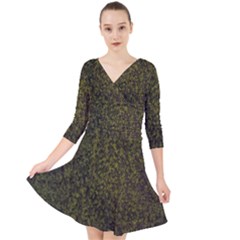 Green Grunge Background Quarter Sleeve Front Wrap Dress