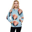 Watermelon Against Blue Surface Pattern Women s Lightweight Drawstring Hoodie View1