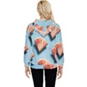 Watermelon Against Blue Surface Pattern Women s Lightweight Drawstring Hoodie View4