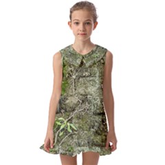 Old Stone Exterior Wall With Moss Kids  Pilgrim Collar Ruffle Hem Dress by dflcprintsclothing