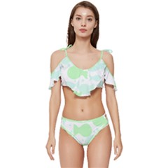 Fish T- Shirt Fun Fishes T- Shirt Ruffle Edge Tie Up Bikini Set	