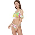 Floral T- Shirt Floral 4 Ruffle Edge Tie Up Bikini Set	 View2