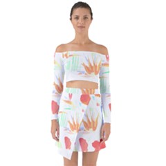 Hawaii T- Shirt Hawaii Hawaian Trend T- Shirt Off Shoulder Top With Skirt Set