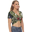 Hawaii T- Shirt Hawaii Pattern Garden T- Shirt Twist Front Crop Top View3