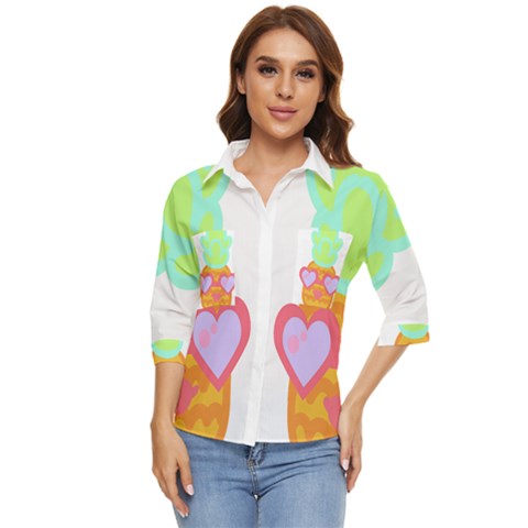Tropical Fruit T- Shirt P I N E A P P L E A T S E A F U N N Y D E S I G N F O R W O M E N S T- Shirt Women s Quarter Sleeve Pocket Shirt by maxcute