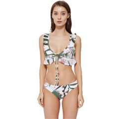 Tropical T- Shirt Tropical Graceful Cauliflory T- Shirt Low Cut Ruffle Edge Bikini Set