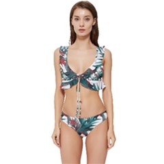 Tropical T- Shirt Tropical Modern Watercraft T- Shirt Low Cut Ruffle Edge Bikini Set