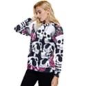 black and white rose sugar skull Women s Lightweight Drawstring Hoodie View2