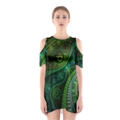 Abstract Pattern Design Art Fabric Decoration Shoulder Cutout One Piece Dress