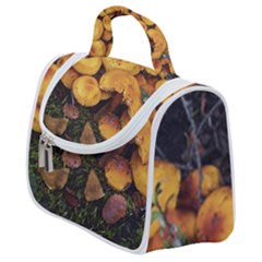 Orange Mushrooms In Patagonia Forest, Ushuaia, Argentina Satchel Handbag by dflcprintsclothing