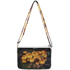 Orange Mushrooms In Patagonia Forest, Ushuaia, Argentina Double Gusset Crossbody Bag by dflcprintsclothing