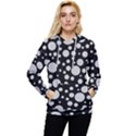 Black Circle Pattern Women s Lightweight Drawstring Hoodie View1