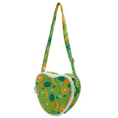 Fruit Tropical Pattern Design Art Pattern Heart Shoulder Bag by Ravend