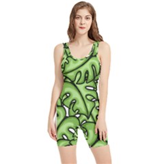 Leaves Nature Monstera Seamless Pattern Repeating Women s Wrestling Singlet