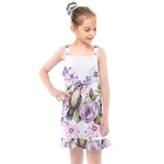 Hummingbird In Floral Heart Kids  Overall Dress by augustinet