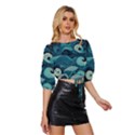 Waves Ocean Sea Abstract Whimsical Abstract Art Mid Sleeve Drawstring Hem Top View3