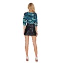 Waves Ocean Sea Abstract Whimsical Abstract Art Mid Sleeve Drawstring Hem Top View4