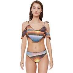 Majestic Lake Ruffle Edge Tie Up Bikini Set	