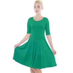 Jade Green	 - 	quarter Sleeve A-line Dress