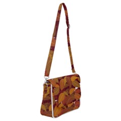 Watercolor Leaves Leaf Orange Shoulder Bag With Back Zipper