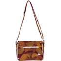 Watercolor Leaves Leaf Orange Shoulder Bag with Back Zipper View3