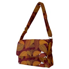 Watercolor Leaves Leaf Orange Full Print Messenger Bag (m)