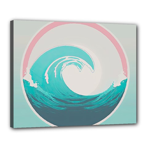 Tidal Wave Ocean Sea Tsunami Wave Minimalist Canvas 20  X 16  (stretched) by Pakemis