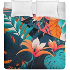 Tropical Flowers Floral Floral Pattern Patterns Duvet Cover Double Side (king Size) by Pakemis