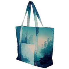 Ai Generated River Forest Woods Outdoors Zip Up Canvas Bag by Pakemis