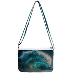 Tsunami Waves Ocean Sea Water Rough Seas Double Gusset Crossbody Bag by Pakemis