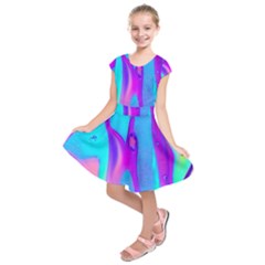 Colorful Abstract Fluid Art Pattern Kids  Short Sleeve Dress