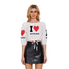 I Love Kathleen Mid Sleeve Drawstring Hem Top