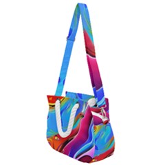 Abstract Fluid Art Rope Handles Shoulder Strap Bag by GardenOfOphir