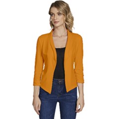 Fulvous Orange	 - 	casual 3/4 Sleeve Spring Jacket