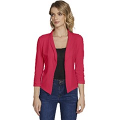 Raspberry Red	 - 	casual 3/4 Sleeve Spring Jacket