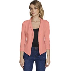 Vivid Tangerine Orange	 - 	casual 3/4 Sleeve Spring Jacket